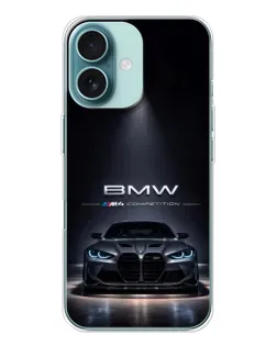 Чохол для iPhone 16 з картинкою «BMW крізь нічне місто»