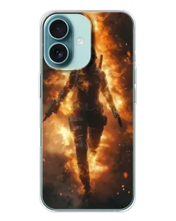 Чехол для iPhone 16 с картинкой «BMW — скорость в дожде»