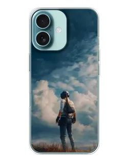 Чехол для iPhone 16 с картинкой «Герой PUBG на скале»
