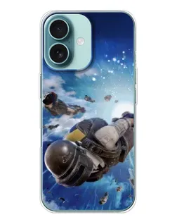 Чехол для iPhone 16 с картинкой «Десант PUBG — прыжок»