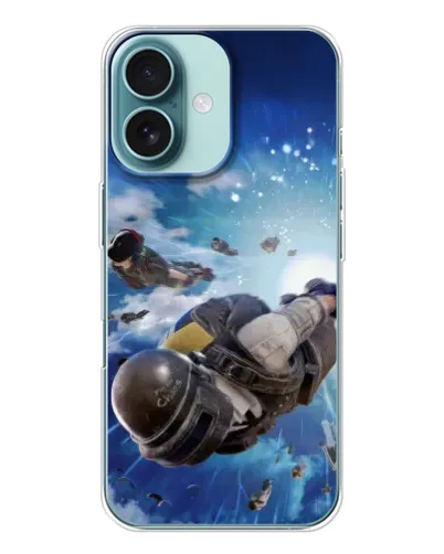 Чехол для iPhone 16 с картинкой «Десант PUBG — прыжок»