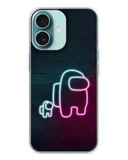 Чехол для iPhone 16 с картинкой «Among Us неон-арт»