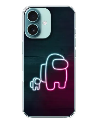 Чехол для iPhone 16 с картинкой «Among Us неон-арт»