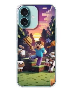 Чехол для iPhone 16 с картинкой «Стив на ферме» Чехол для iPhone 16 с картинкой «Стив на ферме»