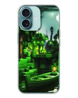 Чехол для iPhone 16 с картинкой «Minecraft лесной пейзаж»