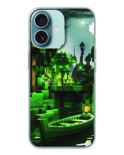 Чехол для iPhone 16 с картинкой «Minecraft лесной пейзаж»