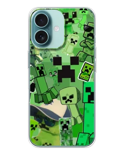Чехол для iPhone 16 с картинкой «Криперы Minecraft»
