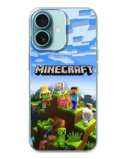 Чехол для iPhone 16 с картинкой «Minecraft классический мир»