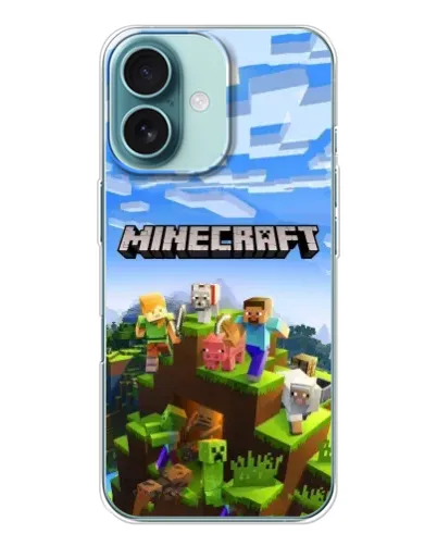Чехол для iPhone 16 с картинкой «Minecraft классический мир»