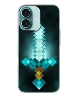 Чехол для iPhone 16 с картинкой «Алмазный меч неон»
