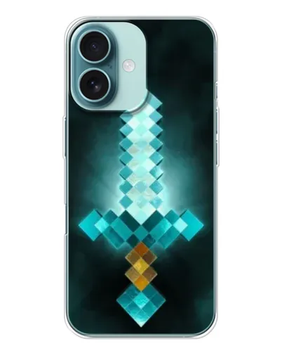 Чехол для iPhone 16 с картинкой «Алмазный меч неон»
