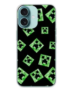 Чехол для iPhone 16 с картинкой «Паттерн с криперами»