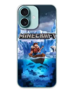 Чехол для iPhone 16 с картинкой «Minecraft ледяной мир»