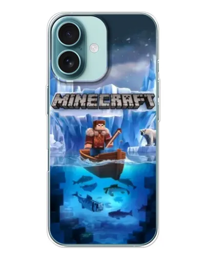 Чехол для iPhone 16 с картинкой «Minecraft ледяной мир»