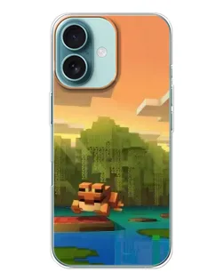 Чехол для iPhone 16 с картинкой «Майнкрафт закат солнца»