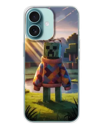 Чехол для iPhone 16 с картинкой «Крипер в свитере»