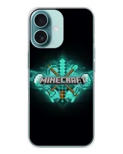 Чехол для iPhone 16 с картинкой «Minecraft Diamond лого»