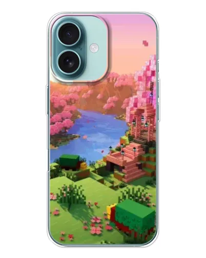 Чехол для iPhone 16 с картинкой «Розовое дерево Minecraft»