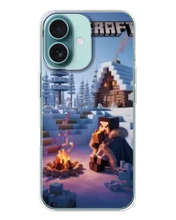 Чехол для iPhone 16 с картинкой «Зимний Minecraft»