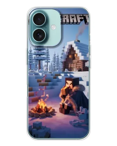 Чехол для iPhone 16 с картинкой «Зимний Minecraft»