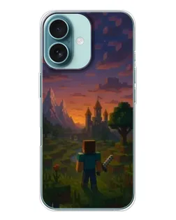 Чехол для iPhone 16 с картинкой «Стив у башни»