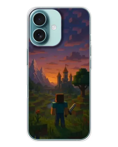 Чехол для iPhone 16 с картинкой «Стив у башни»