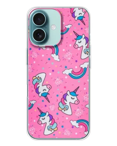 Чехол для iPhone 16 с картинкой «Unicorn паттерн розовый» Чехол для iPhone 16 с картинкой «Unicorn паттерн розовый»