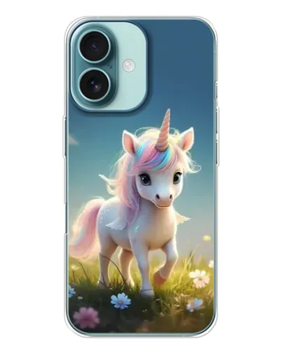 Чехол для iPhone 16 с картинкой «Единорог на поляне» Чехол для iPhone 16 с картинкой «Единорог на поляне»