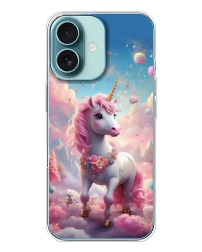 Чехол для iPhone 16 с картинкой «Единорог среди облаков» Чехол для iPhone 16 с картинкой «Единорог среди облаков»
