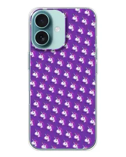 Чехол для iPhone 16 с картинкой «Единороги на фиолетовом»