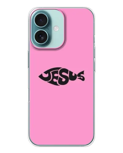 Чехол для iPhone 16 с картинкой «Розовый символ  Jesus»