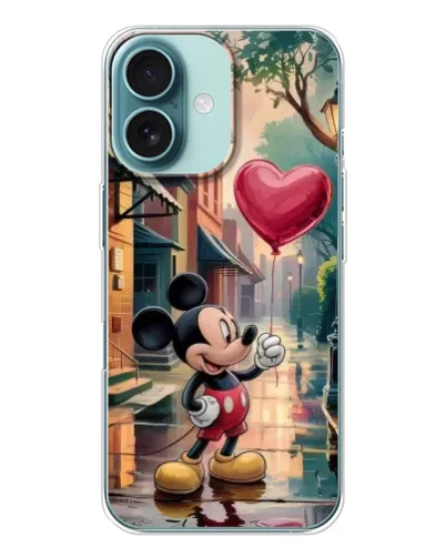 Чехол для iPhone 16 с картинкой «Микки и шарик-сердце» Чехол для iPhone 16 с картинкой «Микки и шарик-сердце»