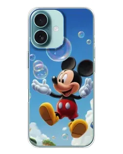 Чехол для iPhone 16 с картинкой «Mickey и мыльные пузыри»