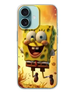 Чехол для iPhone 16 с картинкой «Губка Боб прыгает»