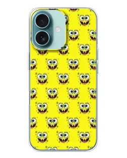 Чехол для iPhone 16 с картинкой «Паттерн Губка Боб»
