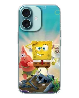 Чехол для iPhone 16 с картинкой «Спанч Боб победитель»