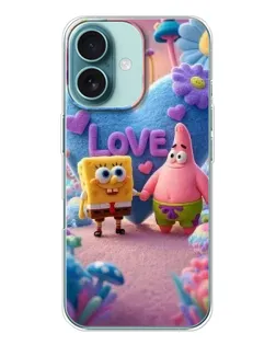Чехол для iPhone 16 с картинкой «Губка Боб Патрик»