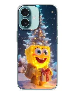 Чехол для iPhone 16 с картинкой «Рождественский Спанч Боб»