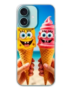 Чехол для iPhone 16 с картинкой «Спанч Боб мороженое»