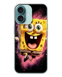 Чехол для iPhone 16 с картинкой «Взрывной Спанч Боб»