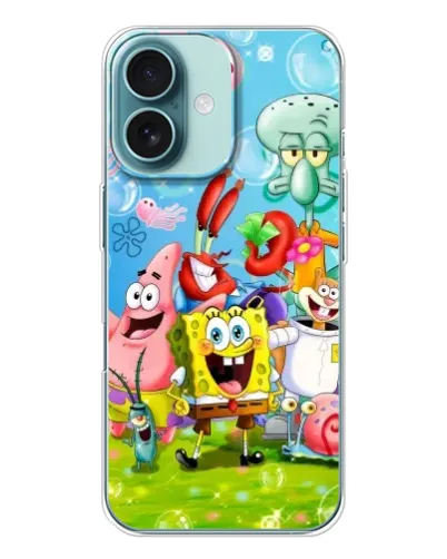 Чехол для iPhone 16 с картинкой «Губка Боб и друзья» Чехол для iPhone 16 с картинкой «Губка Боб и друзья»