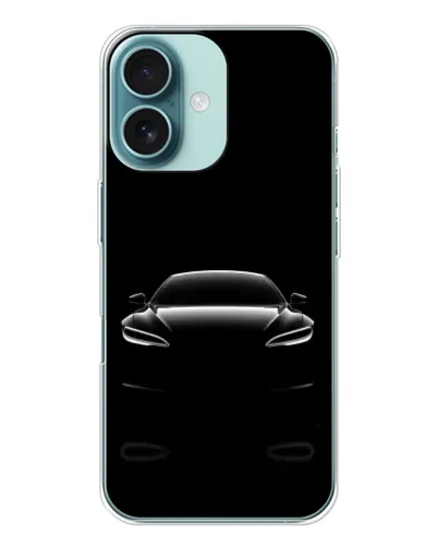 Чехол для iPhone 16 с картинкой «Силуэт Tesla Night»