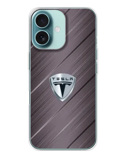 Чехол для iPhone 16 с картинкой «Металлическая текстура Tesla»