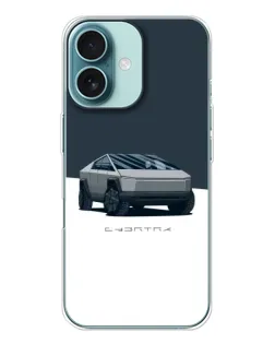 Чехол для iPhone 16 с картинкой «Серебристый Cybertruck Tesla»