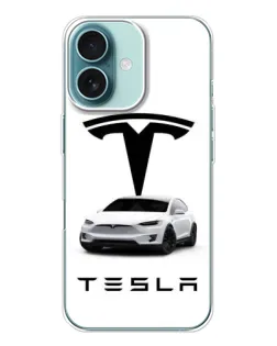 Чехол для iPhone 16 с картинкой «Tesla White Style»