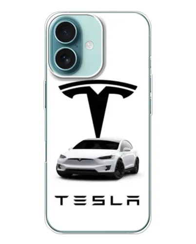 Чехол для iPhone 16 с картинкой «Tesla White Style»