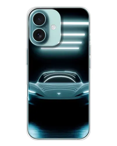 Чехол для iPhone 16 с картинкой «Tesla в неоне»