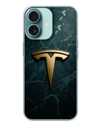 Чехол для iPhone 16 с картинкой «Мраморная Tesla Gold»