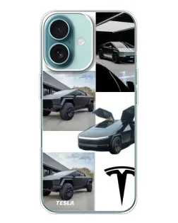 Чехол для iPhone 16 с картинкой «Коллаж Cybertruck Tesla»