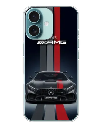 Чехол для iPhone 16 с картинкой «Mercedes — белый карбон» Чехол для iPhone 16 с картинкой «Mercedes — белый карбон»